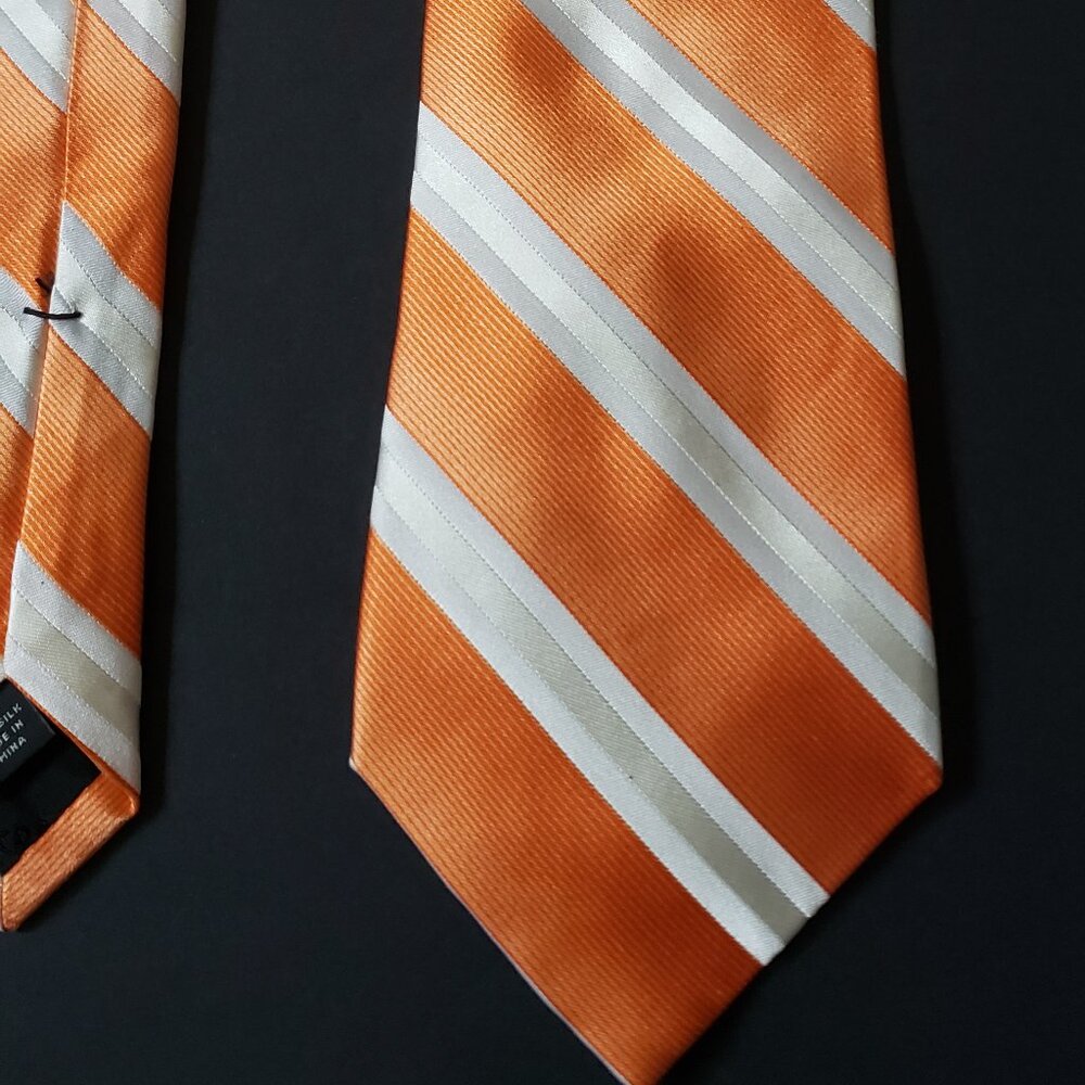 Silk Tie Express Design Studio Orange Silver White